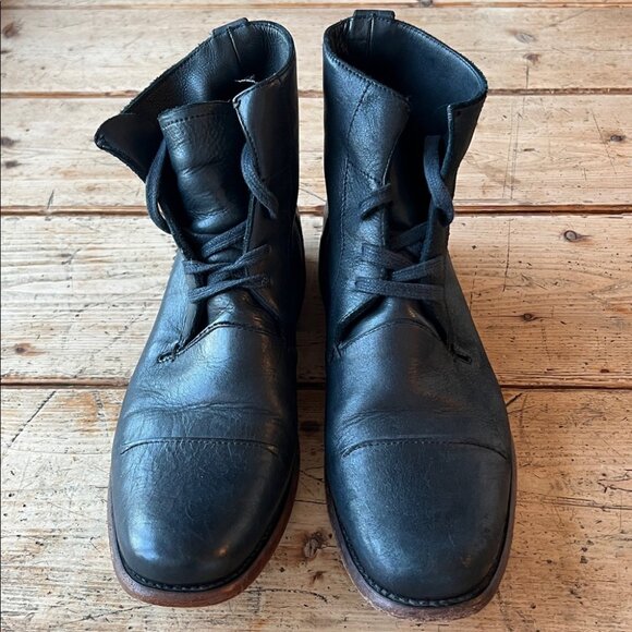 John Varvatos, Black Leather Lace-Up Boots - Picture 3 of 11